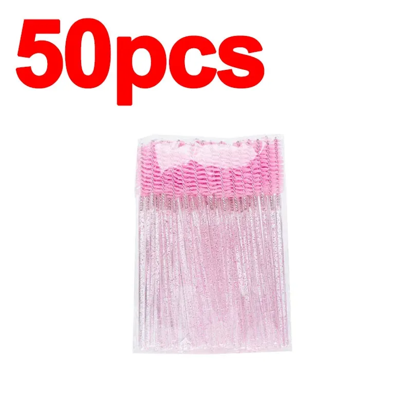 Bagong 50/100pcs Microbrush para sa Eyelashes Brush Crystal Spoolie Brushes Eyebrow Comb Makeup Beauty Tool para sa Eyelashes HZS24 — image 9