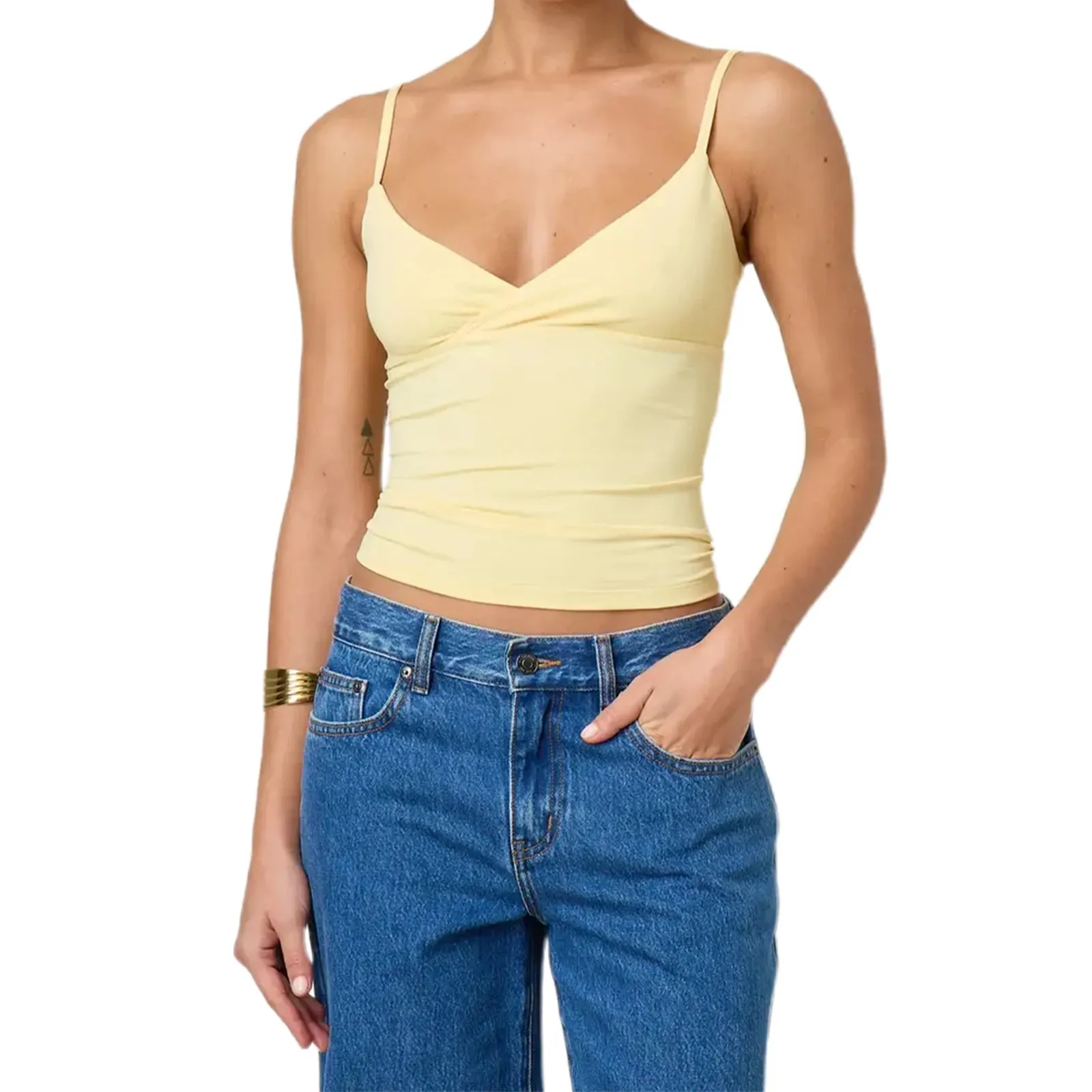 Y2k Clothes Women's Summer Cropped Cami Tops Sleeveless Open Back V Neck Solid Color Slim Fit Tank Tops — image 16