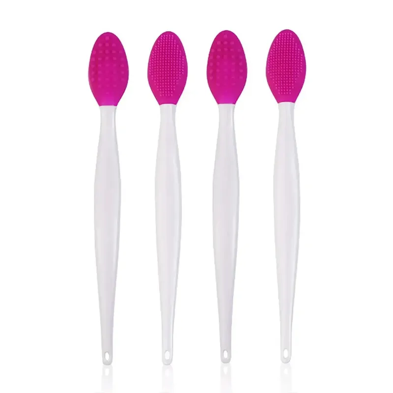ขายส่ง 4 ชิ้นใหม่แฟชั่นการออกแบบจมูกสองด้านเครื่องมือซิลิโคน Lip Scrub Exfoliator แปรงแปรงแต่งหน้าชุดแปรงแต่งหน้า