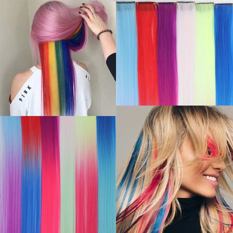 20 Inch Synthetic Multicolor Hair Extensions For Cosplay Party Y2K Style Hair Accessories Halloween Christmas — image 3