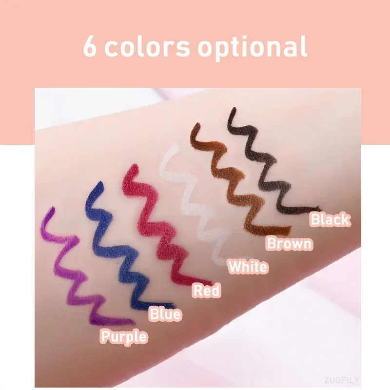6 Color Liquid Eyeliner Pen Water Proof Lying Silkworm Pencil Very Fine Brown Purple Blue White Eye Makeup Shadow Liner Cosmetic — image 3