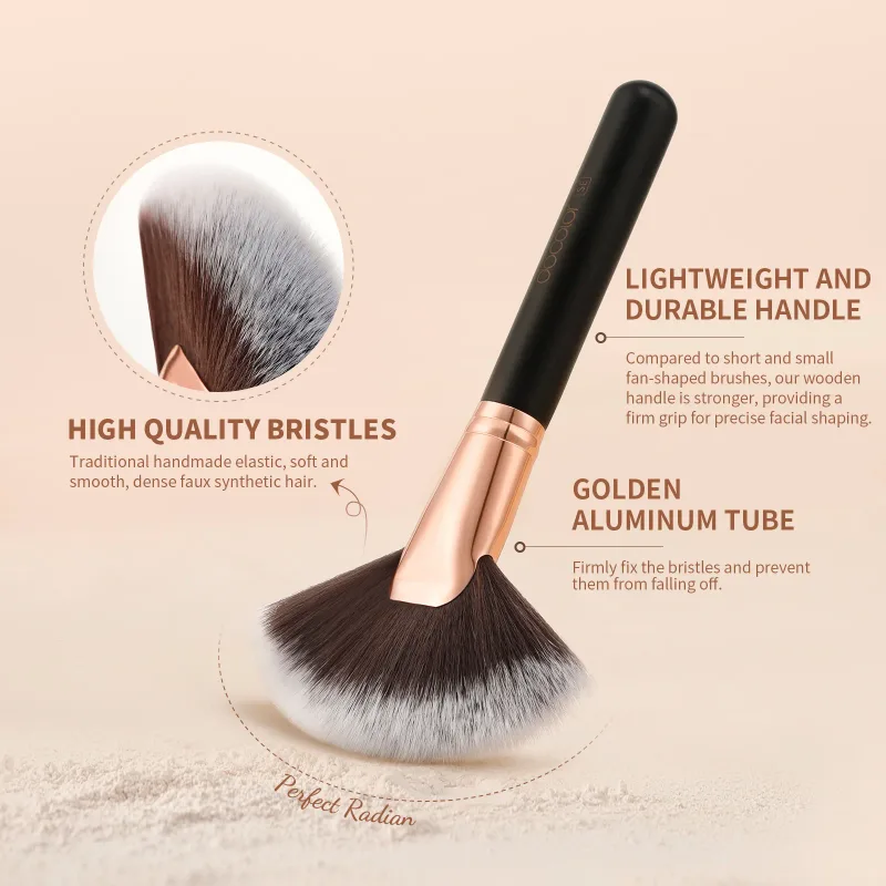 Docolor 1Pcs Soft Large Fan Makeup Brush Foundation Blusher Powder Highlighter Powder Brushes Cosmetic Professional Women Face — image 3