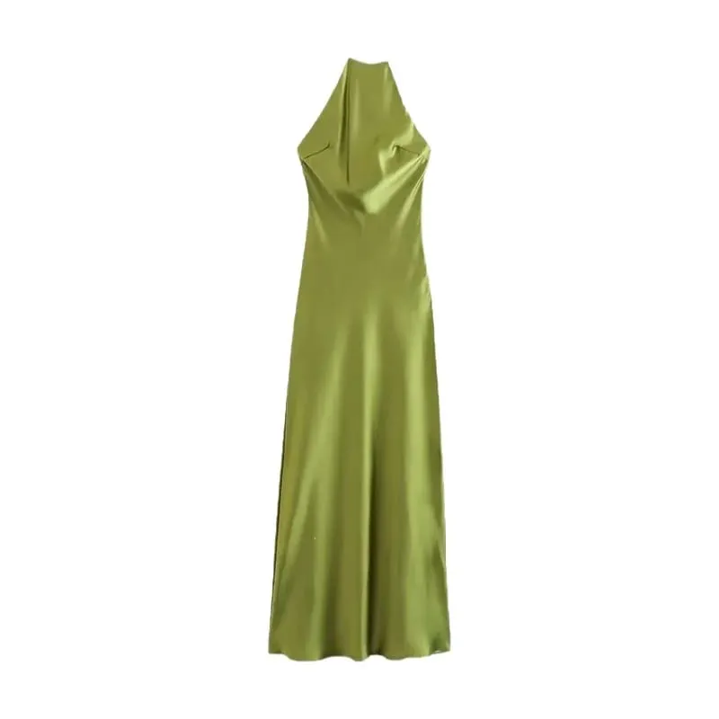 Silk Satin Feel Strapless Gown Long Street Style Floral Print Polyester Fabric No-Waist Design Summer 2025 Women's Dress — image 7