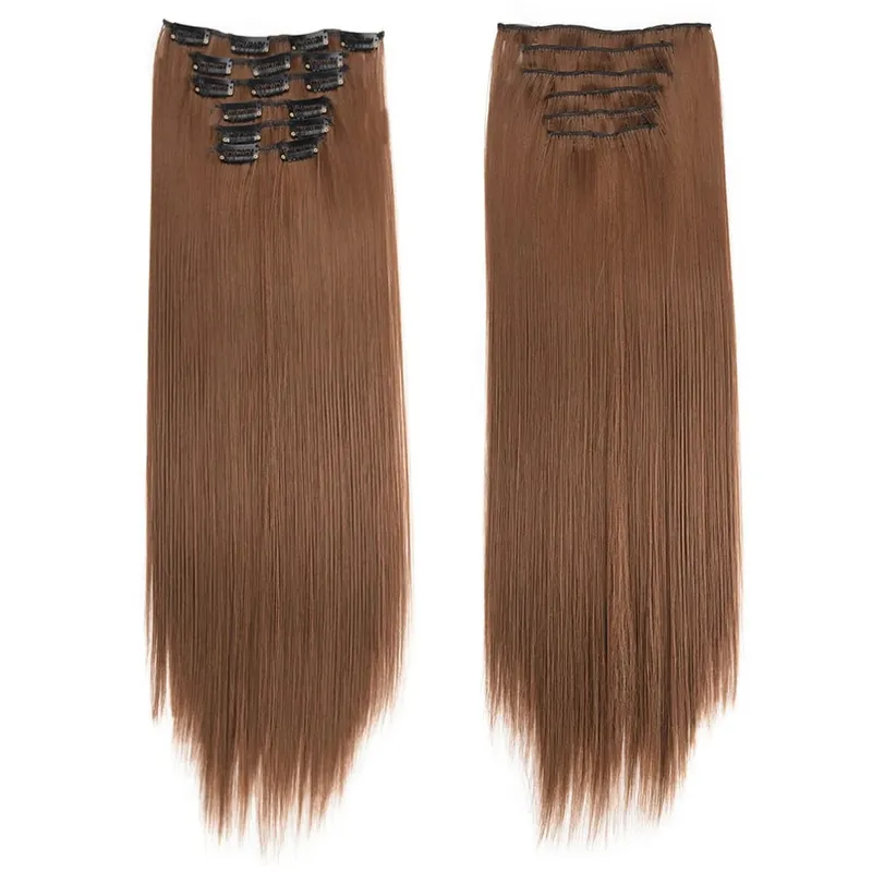 Synthetic Clip in Hair Extensions 6 Pcs/Set 16 Clips Long Straight Hairpieces Clip On Hair Extension for Women Blonde — image 15