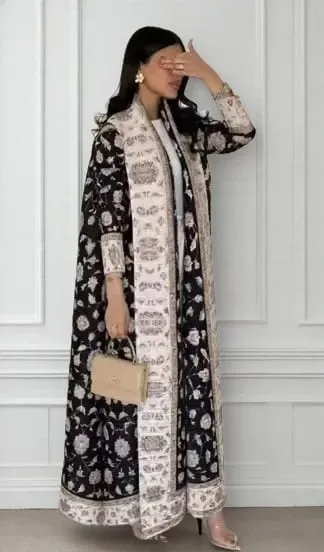 Women's Fold Miyake Pleated Abaya Long Sleeve Print Foldable Collar Robe Cardigan Coat New Winter Fashion Original Design 2026 — image 10