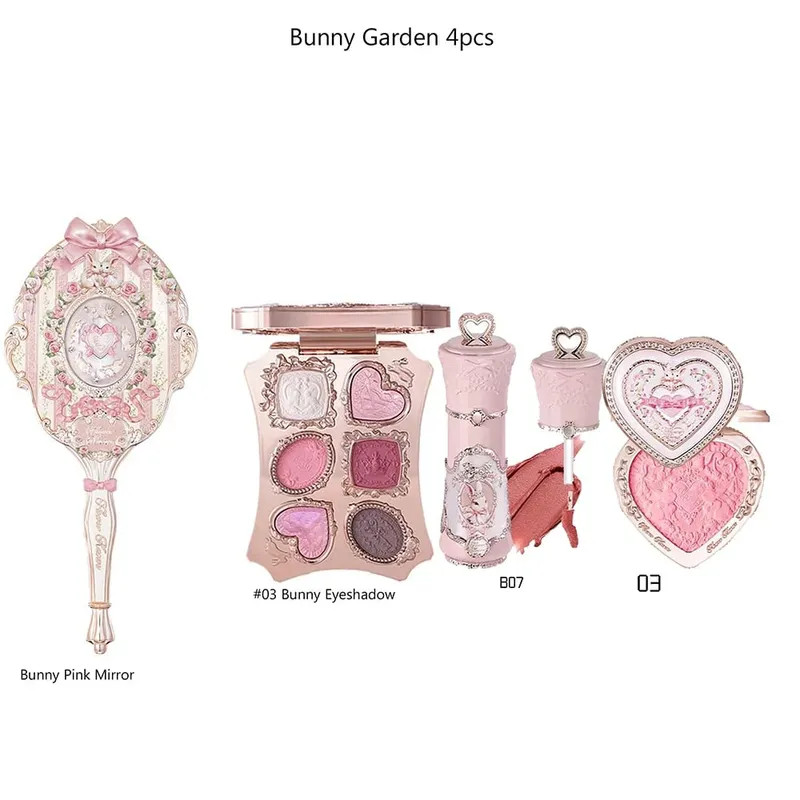 Flower knows bunny Collection Makeup Set Eyeshadow Palette Blush Lip Gloss Makeup Bag Matte Glow Shimmer Eye Shadow Kit