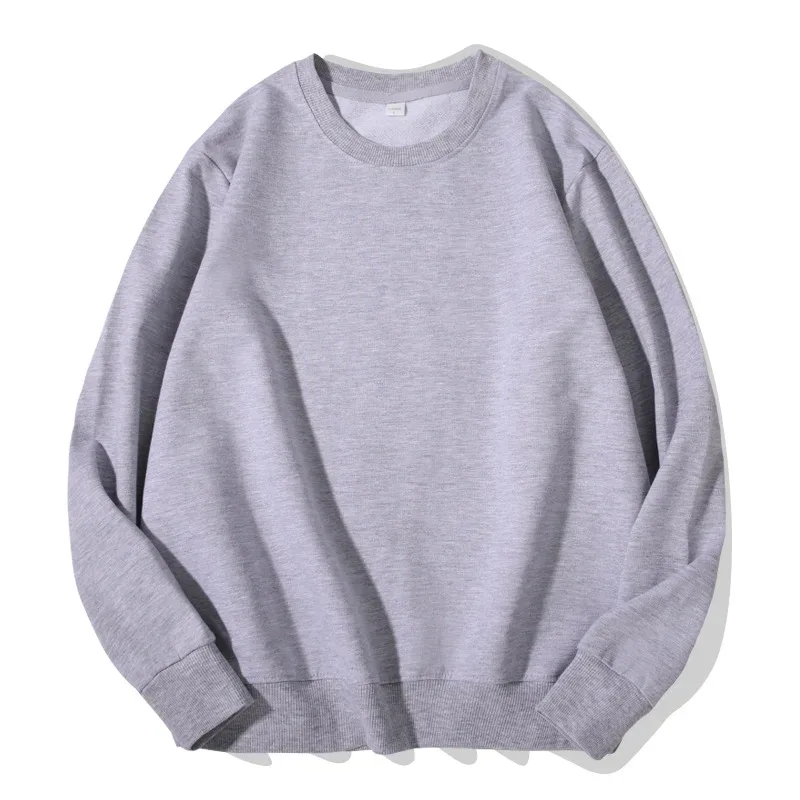 260g 100% Cotton Men's Hoodless Sweater Pullovers Sweatshirts Men Loose Solid Color Warm O Neck Tops Hip Hop Y2k Sweatshirt Tops — image 21