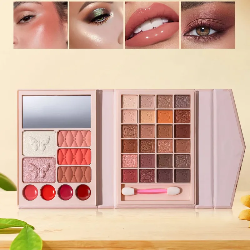 Professional Multifunctional All-in-One Makeup Palette with Matte Shimmery Lipstick Blush Contour Highlighter Makeup Cosmetics