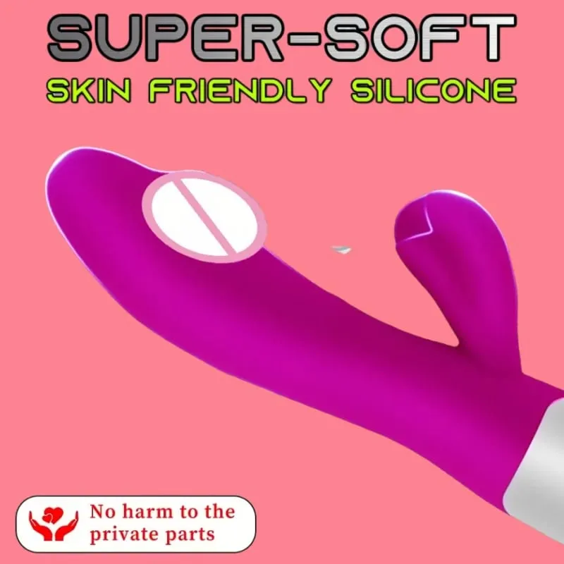 Silikon G-Spot Rabbit Vibrator Dwi Getaran Pengurut Klitoris 10 Kelajuan Mainan Seks Keseronokan Kalis Air Boleh Dicas semula untuk Wanita — image 4