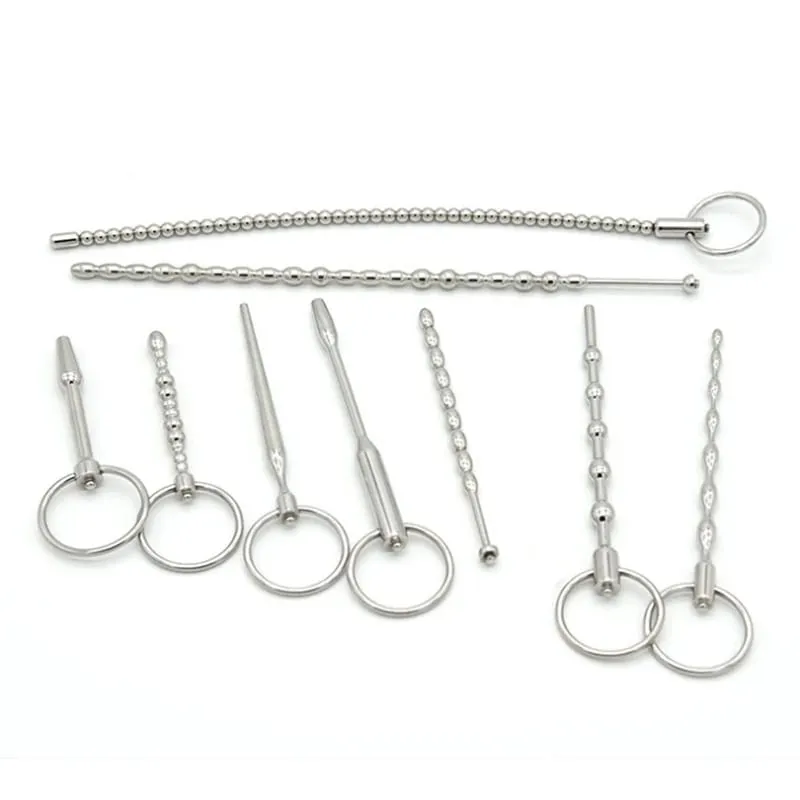 Electric Shock Male Penis Metal Urethra Plug Electro Stim Penis Dilator Beads Cock Ring Masturbation Massage Sex Toys for Men — image 2