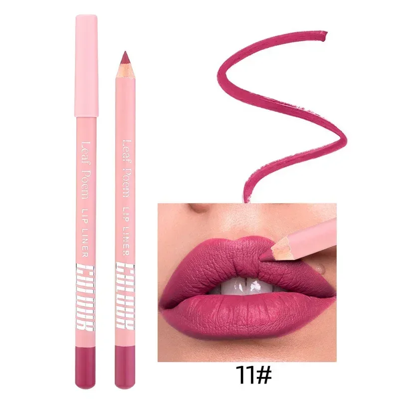 12-Color Waterproof Matte Lip Liner Pencil Lasting Smudge-Proof Lipliner Non-Transfer Formula Precise Outline Lip Pencil Makeup