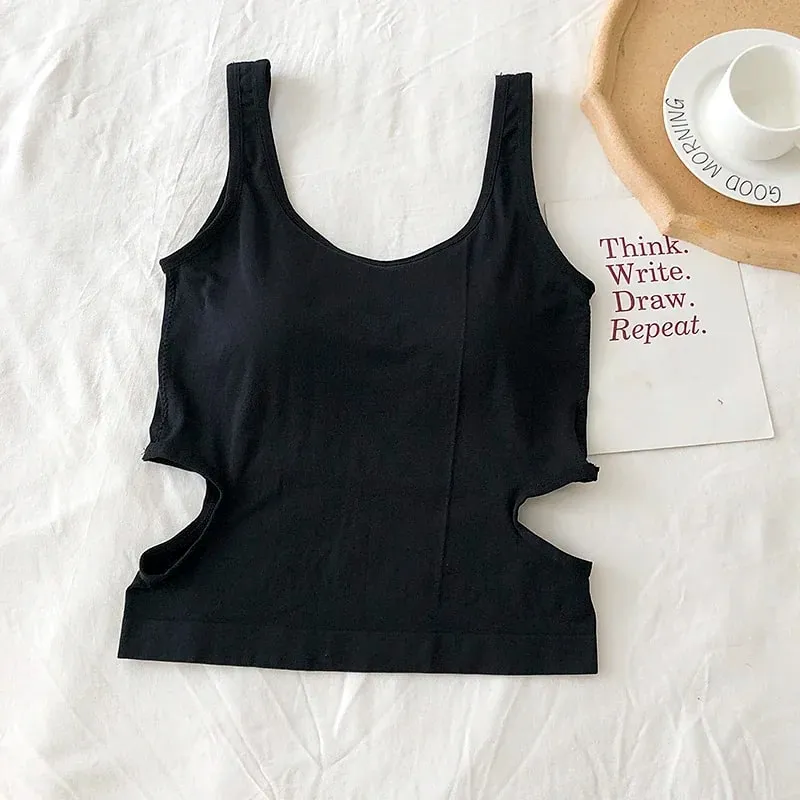 Knitted Binder Chest Woman Tank Tops Spaghetti Strap Corset Crop Camis With Built in Bras Korean Fashion Woman Tanks Camisole — image 39