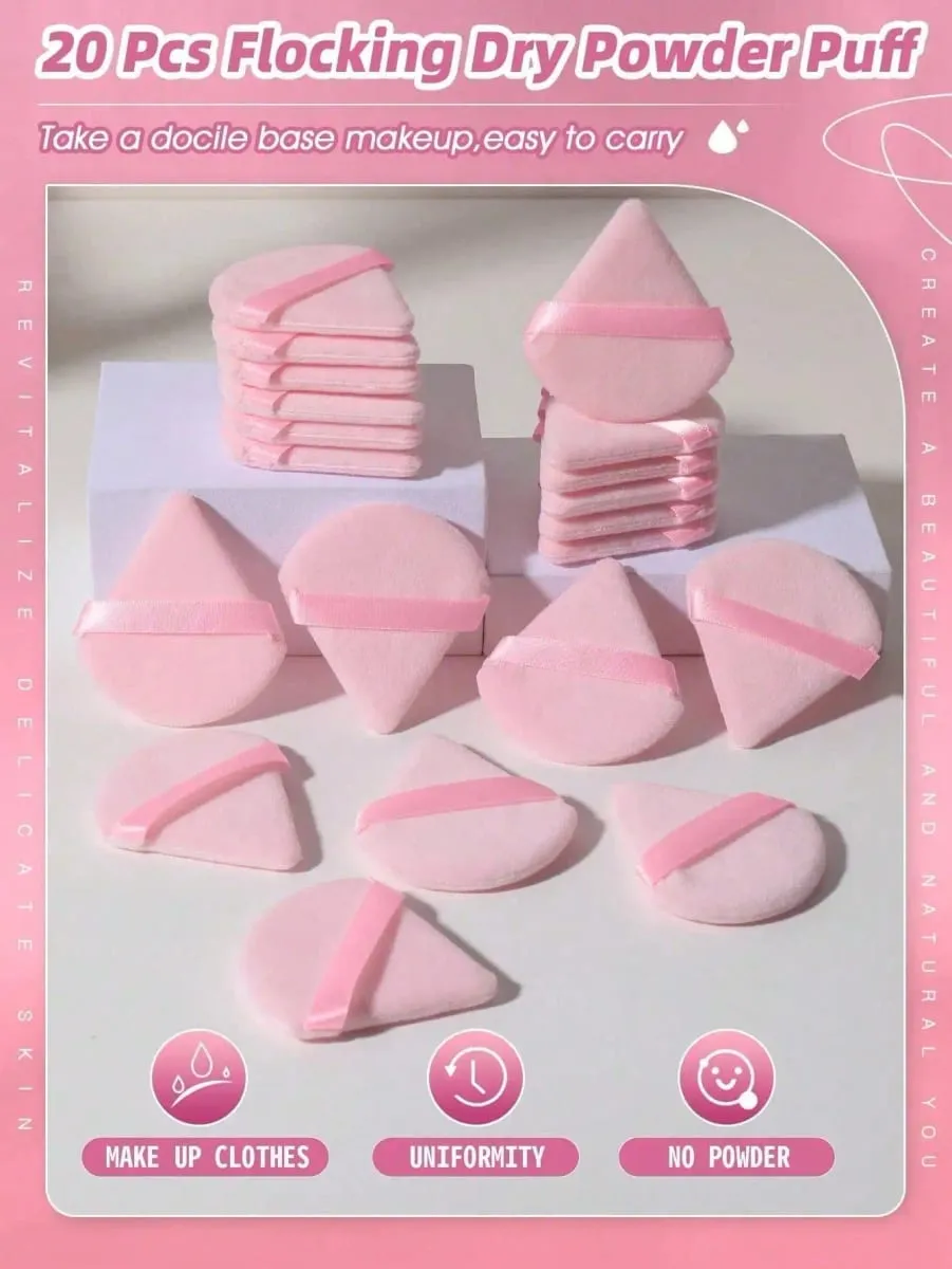 20/10/3/1pc Triangular Velvet Makeup Powder Puff Facial Powder Puff Reusable Makeup Powder Puff And Eye Makeup Powder Puff — image 2