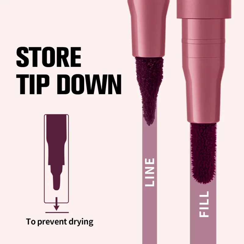 Lakerain Lip Contour Lip Stain Pen Smudge-proof Non-stick Cup Moisturizing Lip Makeup Cosmetic 2-in-1 Lip Stain & Liner