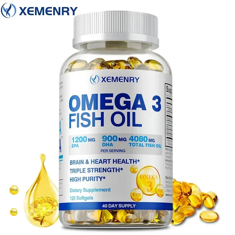 Olio di pesce Omega-3 - Migliora la concentrazione della memoria e la cognizione Promuove la salute del cervello e degli occhi Migliora la funzione immunitaria — image 1