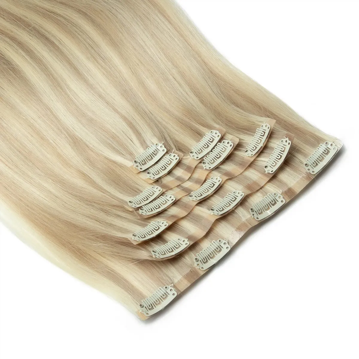 Bezešvé PU prodlužování vlasů Clip In Skutečné přírodní Neviditelné PU pásky Útkové Clip Ins Stroj Remy 12-24inch Invisible Clip Ins 7PCS