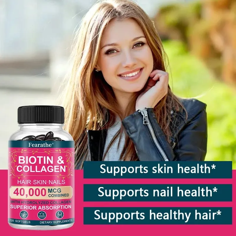 Biotin Collagen Supplement - Hair Growth Support Skin & Nails - 40000 mcg with Vitamins B Complex Hyaluronic Acid & Keratin — image 6
