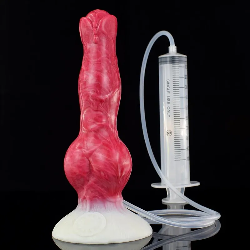 Ejaculation Anal Plug สุนัข Knot Dildo ที่มี Strong Sucker กระตุ้นช่องคลอด Squirting อวัยวะเพศชายเร้าอารมณ์ผู้ใหญ่ของเล่น 18 +