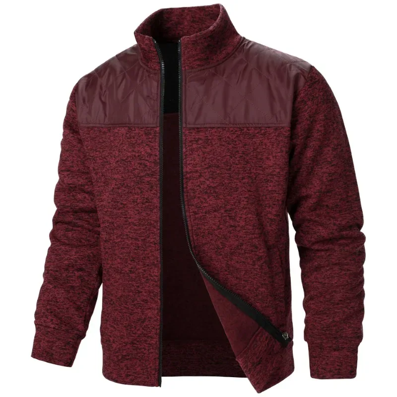 Men's Patchwork Sweatshirts Stand Collar Jacket Slim Fit Cardigan Streetwear Sportswear Casual Zip Up Coat Outdoor Tracksuit Men — image 6