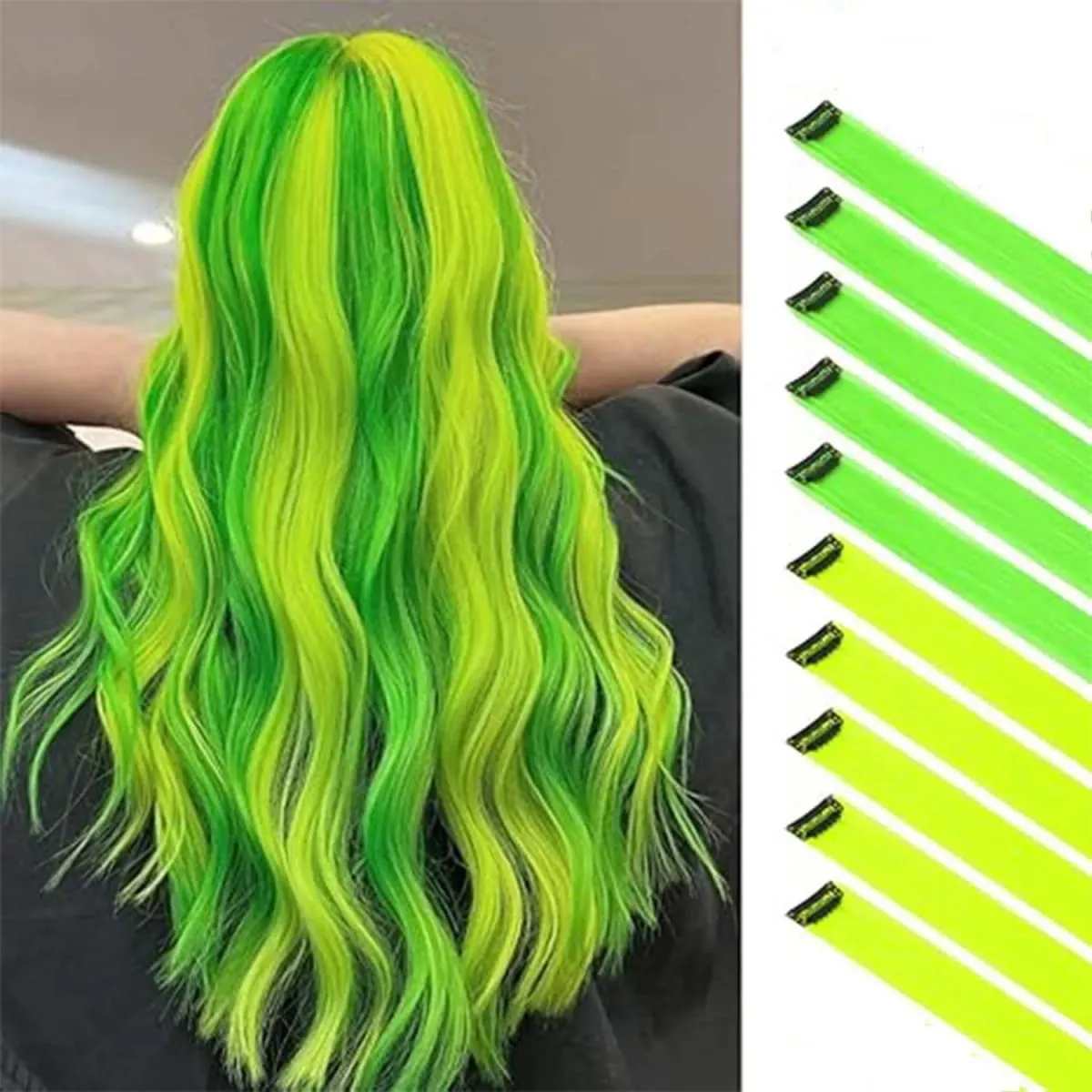 10 PCS Highlights Clip-in Synthetic Hair Extensions Hair Accessories Hairpiece for Girls Women Party Favor Cosplay Gift 22 Inch