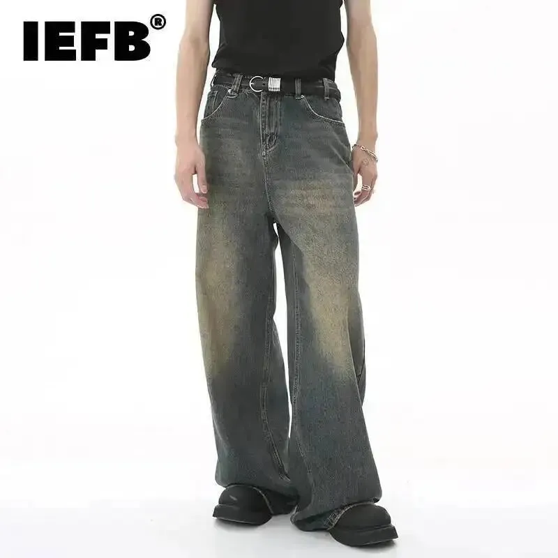 Summer Men's Denim Pants Old Blue Washed Male Jeans Straight Casual Menwear Loose Wide Leg Trousers New Fashion 9C354 — image 1