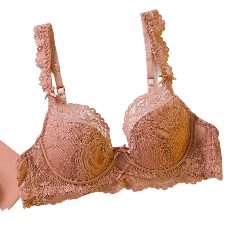 Ensemble de soutien-gorge Push Up en dentelle à armatures pour femmes, ensemble de Lingerie confortable, motif Floral solide, Bralette, adapté aux bonnets A/B/C — image 5