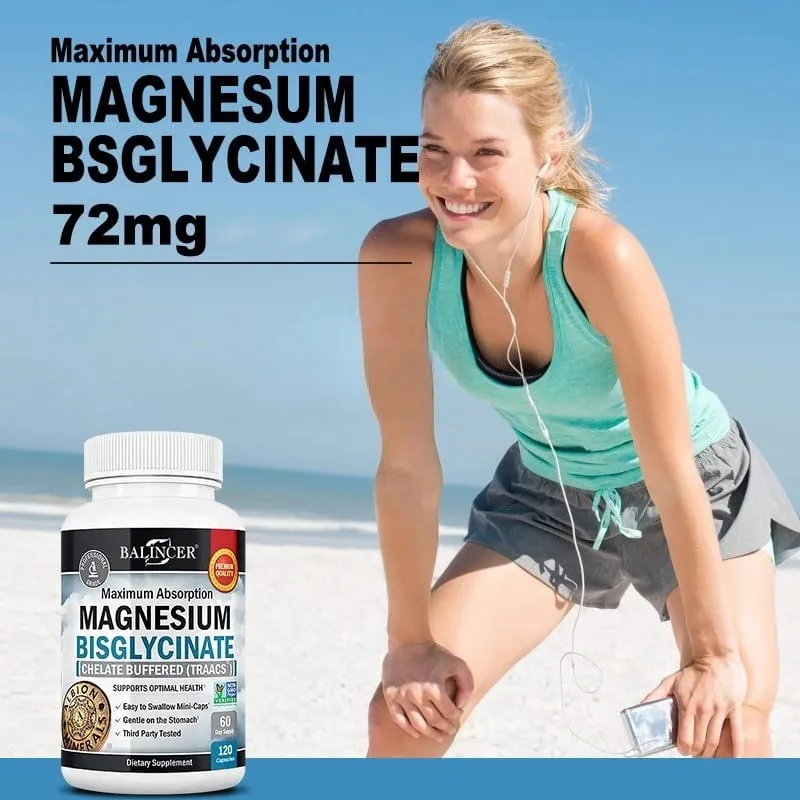 Magnesium Bisglycinate - for Muscle Nerve Sleep Joints Bones Immune & Energy - High Absorption Vegetarian 120 Capsules — image 2