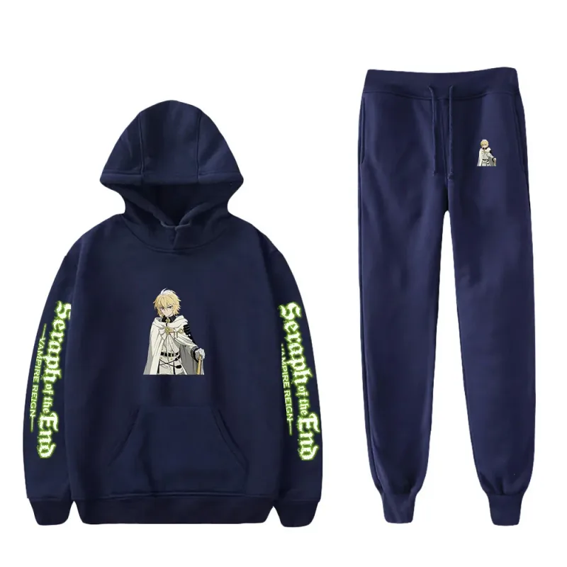 Harajuku cómodo Seraph of the End estampado sudadera pantalones de chándal traje sudaderas con capucha + pantalones traje niños/niñas conjunto de 2 piezas ropa — image 17