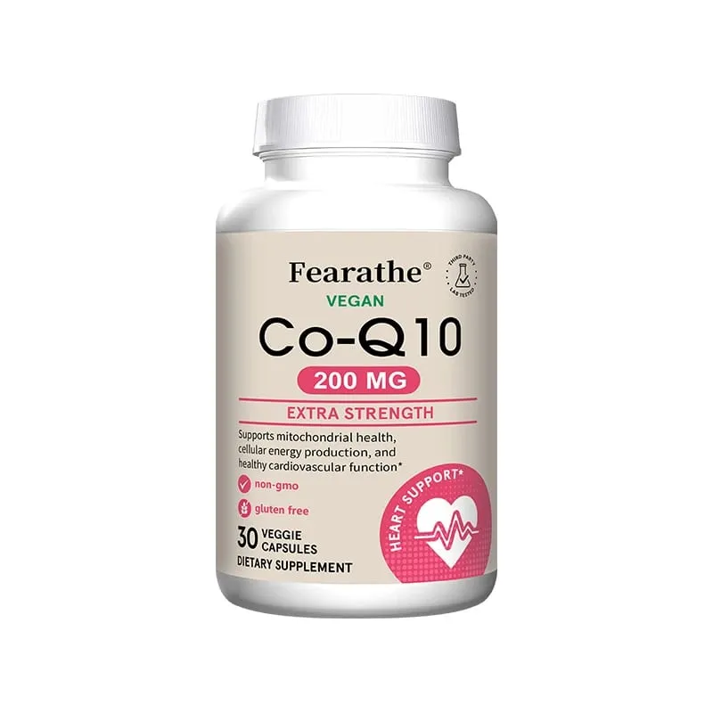 Fearathe CoQ10 200 Mg Capsules - Coenzyme Q10 Supplement Antioxidant Heart Health and Energy Production