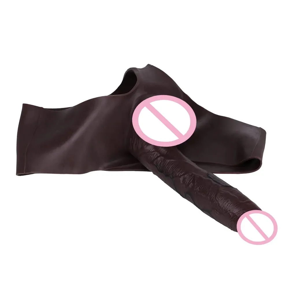 Ultrarealistiske hule dildotrusser Silikone trusser Strapon Penis Extend Sleeve Bukser Sexlegetøj til mænd Pikforstørrelse — image 4