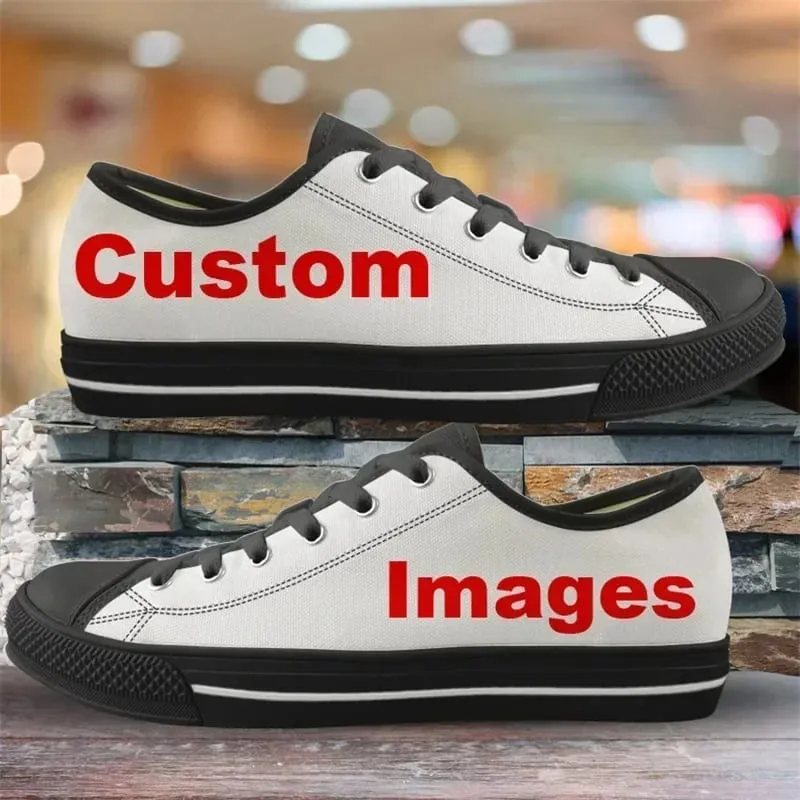 Custom Shoes Customized Plus Size 48 47 Logo Image Men High Low Top Canvas Shoes Sneakers Ladies Unisex Dropshipping