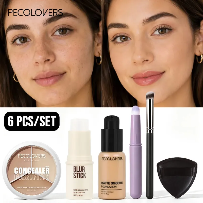 6PCS Face Set Liquid Foundation+concealer+pre Makeup Primer+makeup Tools Perfect Foundation Full Set of Face Cosmetics — image 3