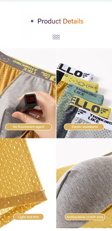 Mens Ice Silk Mesh Underwear Summer Breathable Mesh Cool Boxer Boxer Shorts for Men 45-90KG Anti-bacterial Light Thin Underpants — image 19