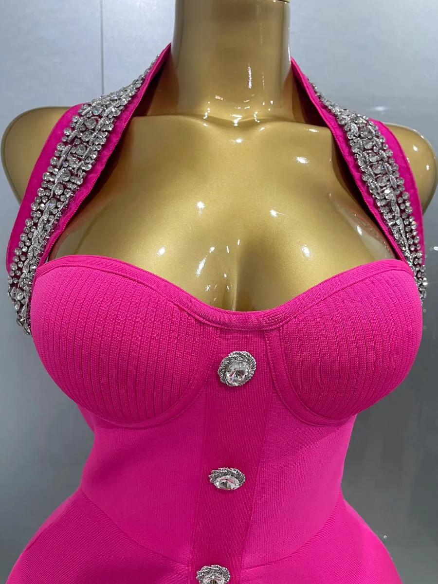 2025 여성 블랙 섹시한 오프 숄더 샤이닝 크리스탈 Bodycon 붕대 롱 드레스 장갑 우아함 축하 저녁 파티 드레스 — image 3