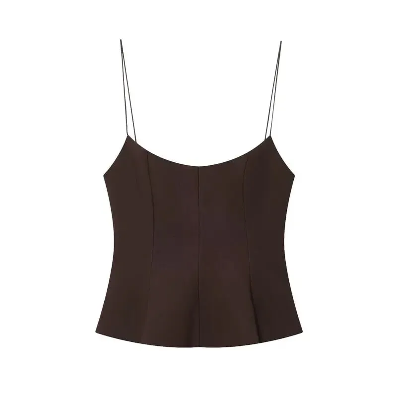Ele Bal Crop Top Women's Faion Spring Summer Slim Fit Elastic Skirt Sle Hemline New Arrival Vest Strap Tops — image 9
