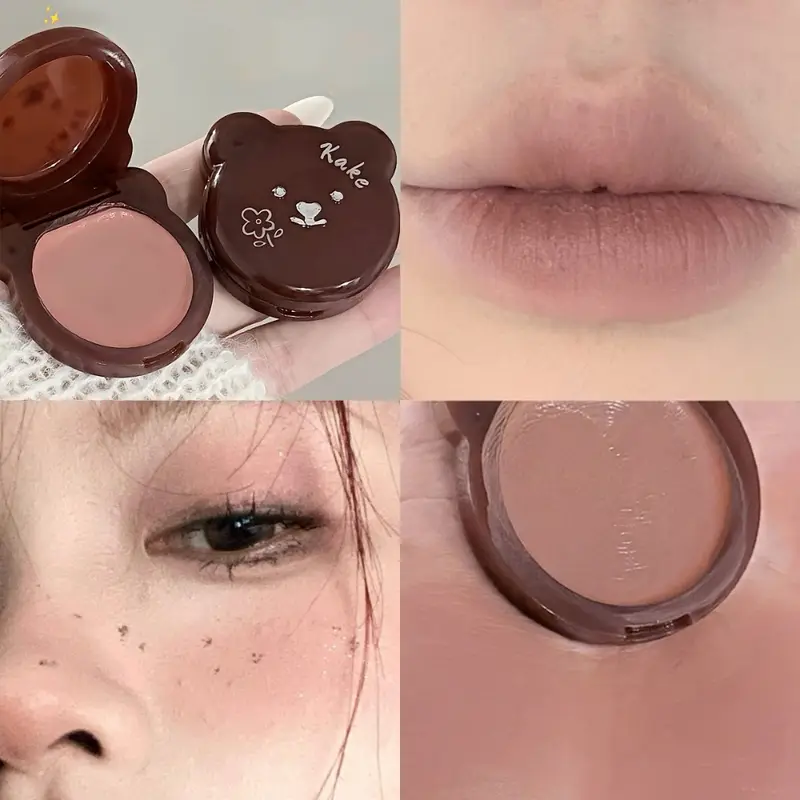 Bear Multi-use Cheek Lip Stick Creamy Soft Texture Natural Brightening Complexion Daily Blush Velvety Smooth Lipstick Makeup