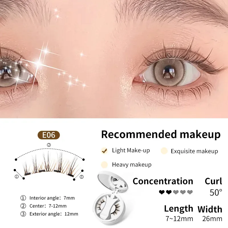 Brown Lashes 3Magnetic eyelashes integrated storage box 3D false eyelash with applicater natural thick glue-free eye lashes drop — image 2