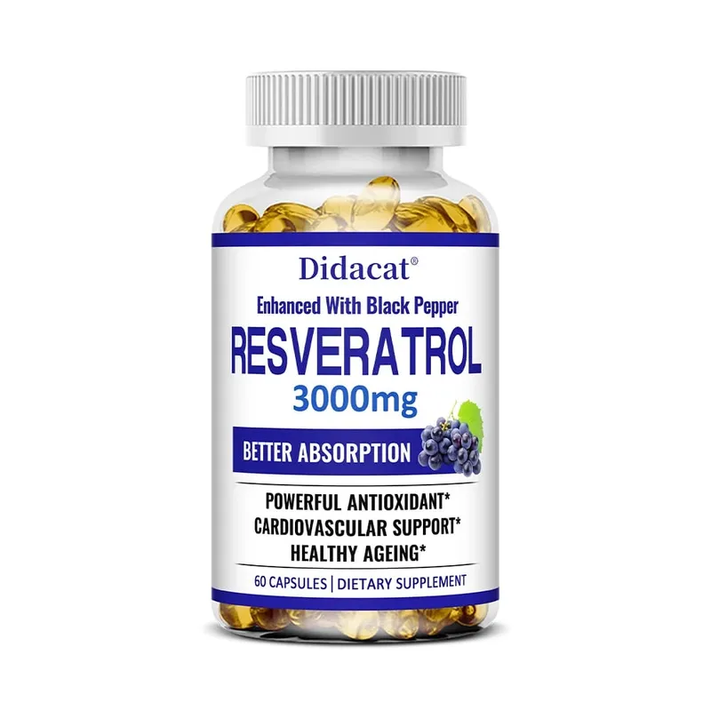 Resveratrol 3000 Mg Antioxidant Supports Brain Immune Joint and Cardiovascular Health Improves Skin Gluten Free Non-GMO — image 8