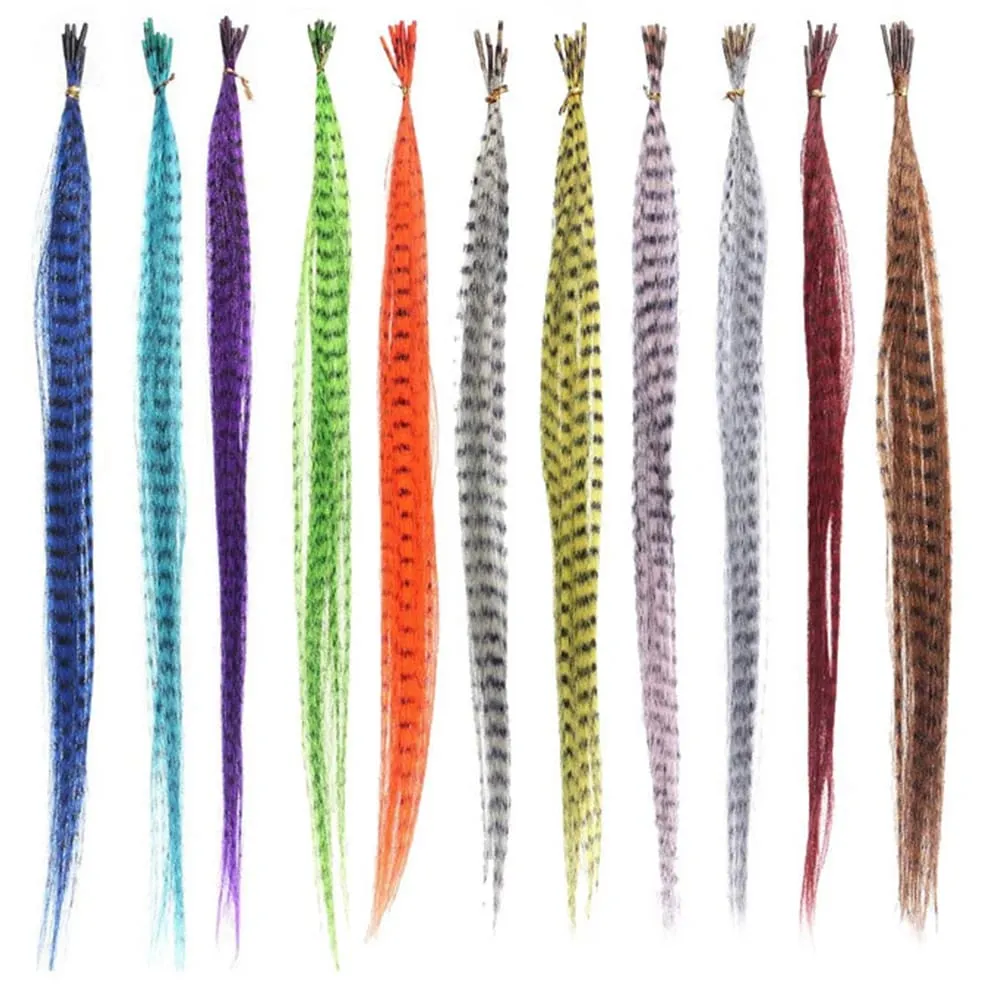 Synthetic Colored I-Tip Faux Feather Hair Extensions 16" 20 Strands/Pack Women's Heat Resistant Fiber Toolset Wig Accessories — image 4