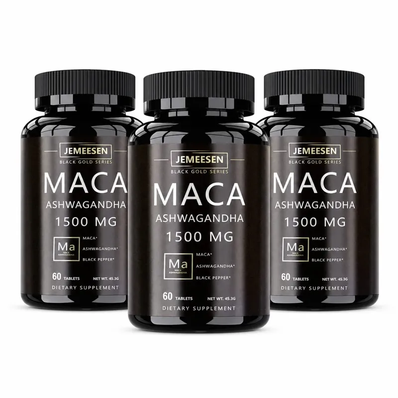 Organic Maca Root Powder Capsules 1500mg containing Maca Root Extract Ashwagandha Black Pepper Supplements for Men