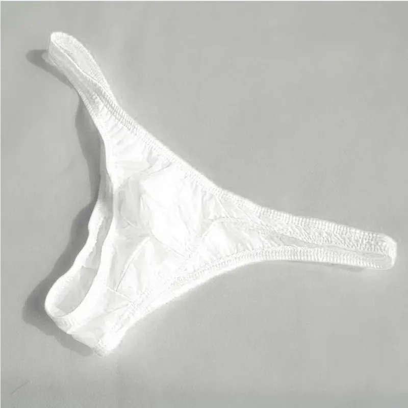 Men's Underwear T-Back G-String Briefs Sexy Breathable Ice Silk Tangas Thong Hot Porn Lingerie Fashion Low Waist Panties Male