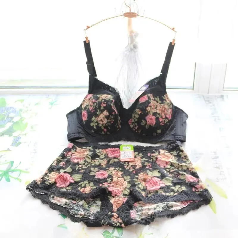 Women's Bra Set Sexy Lace Printed Embroidery Plus Size Full Cup Female Lingerie Suit 34 36 - 48 B C D E F — image 3