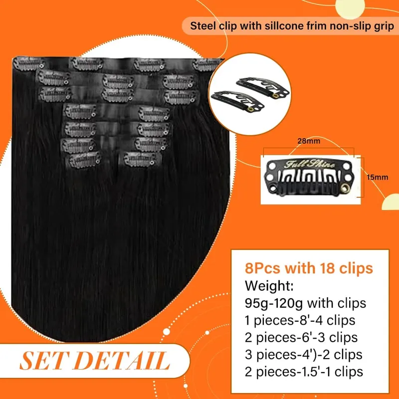 Full Shine Seamless Clip in Human Hair Extensions 8Pcs 100g&80g Pure Color Blond Hair Pu Clip on Remy Extension Skin Weft