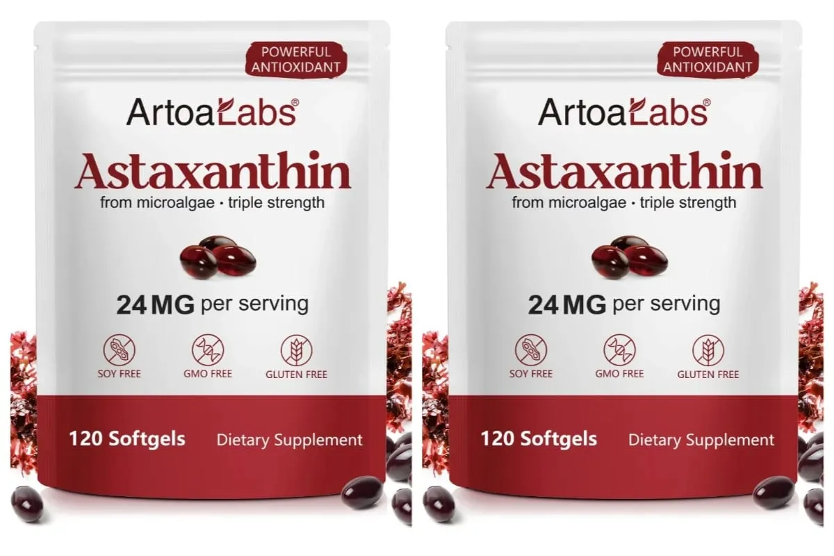 Astaxanthin Softgels 24mg Triple Strength Powerful Antioxidant Eye Health Support Microalgae Soy Free Gluten Free 120 Count