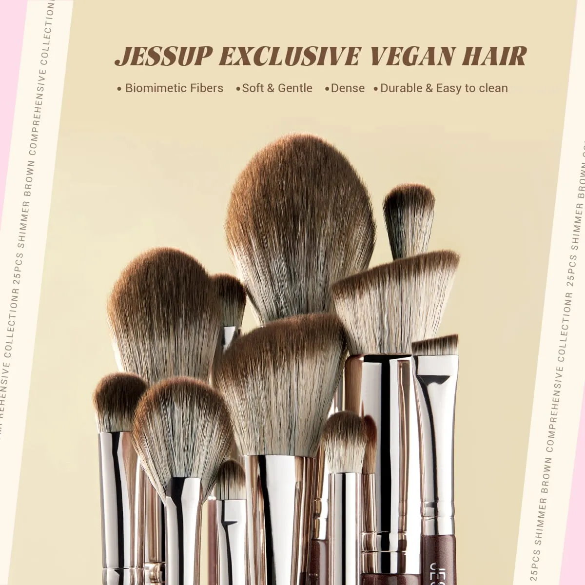 Jessup Makeup Brushes Set 15/25pcs Premium Synthetic Brown Make up Brushes Foundation Eyeshadow Concealer Blush Eyeliner T511