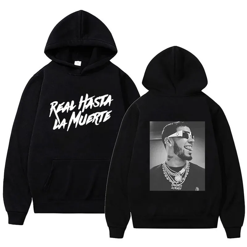 Anuel AA Gedrukt Hoodies Sweatshirt Jas Echte Hasta La Muerte casual Trainingspak Kostuum Mannen Vrouwen Kleding Anime Trui Hoodie