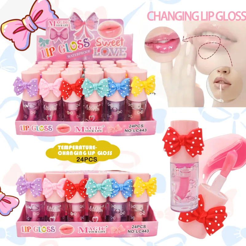 24pcs Cute Ice Cream Sequin Lip Gloss Colorchanged Lip Gloss Girls Kawaii Natural Moisturizing Lips Makeup Party Gifts — image 6