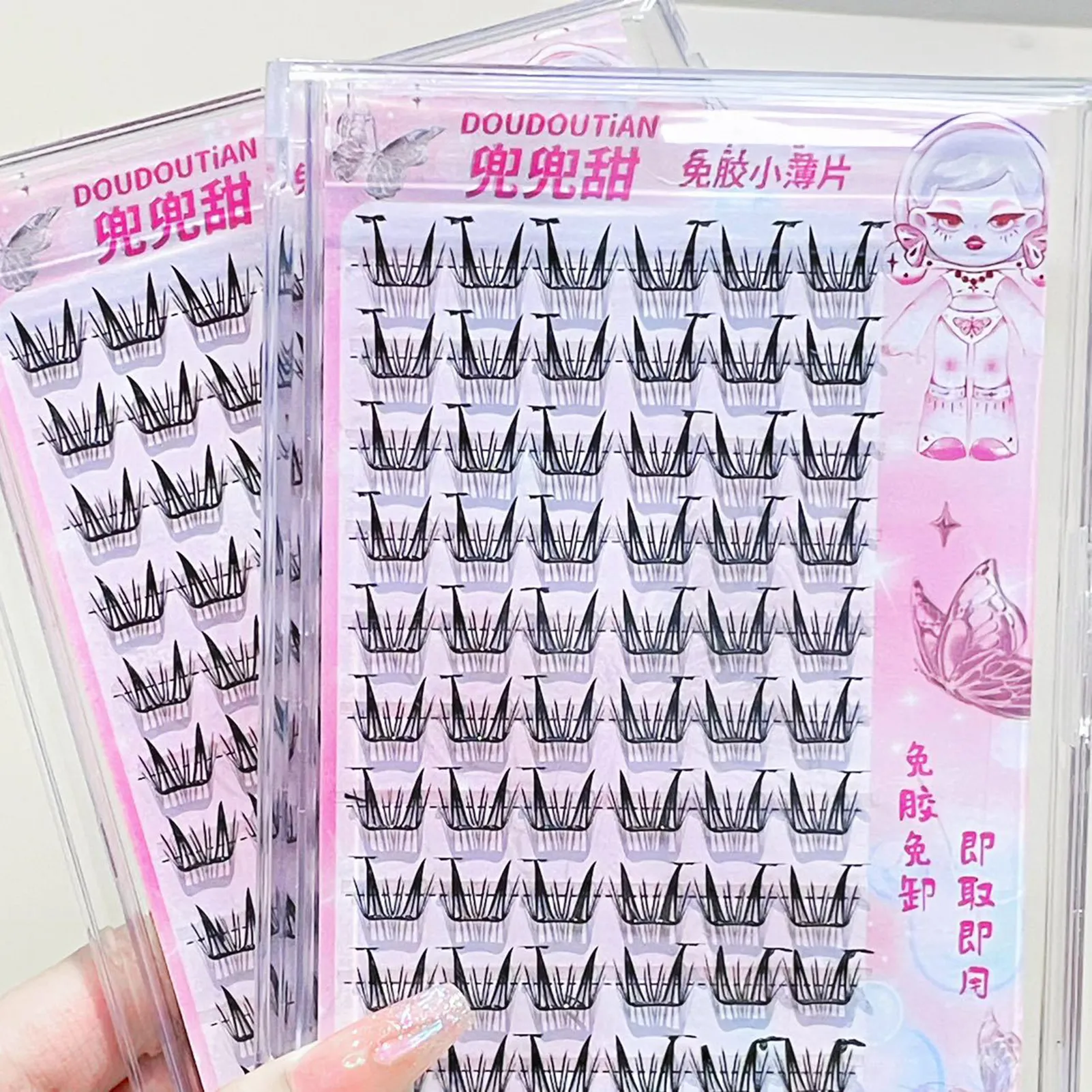 Umělé řasy C Curl Natural & Wispy Lash Wisps Samolepicí řasy Manga Perfektní pro dívky Night Out Eye Makeup Tools — image 2