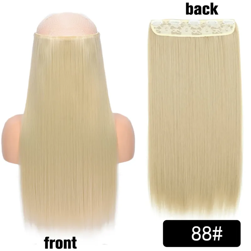 Long Straight Curly One Piece 5clips Clip-in Extensions 22Inch Heat Resistant Hairstyles Colour Mix Blonde Hair Piece For Women — image 56
