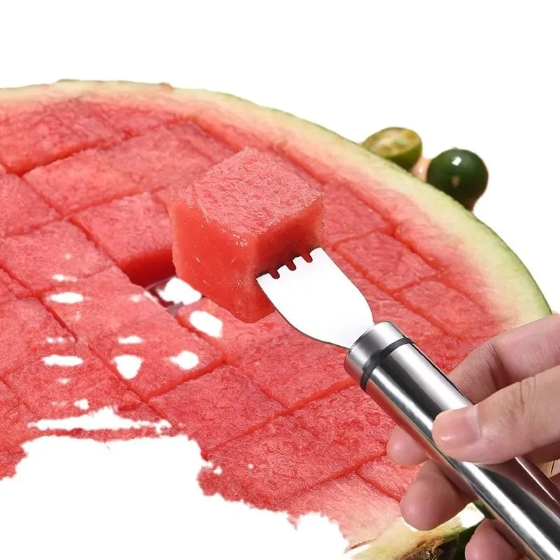 Stainless Steel Watermelon Cutting Tool Functional Watermelon Fork Slicer Slicing Tool for Melons Fruit Fork Kitchen Gadgets — image 5